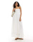 Фото #1 товара Iisla & Bird ruched bandeau micro broderie maxi beach dress in white