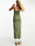 COLLUSION bandeau maxi dress in khaki