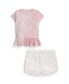 ფოტო #2 პროდუქტის Baby Girls Tie-Dye Polo Bear T-shirt and Chino Shorts Set