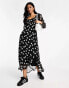 Фото #2 товара New Look puff sleeve ruffle midi dress in polka dot