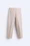 100% linen check suit trousers