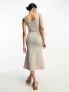 NA-KD flowy hem midi dress in beige melange