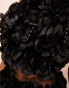 Фото #8 товара ASOS LUXE 3D floral ruffle co-ord top with drop pearl embellishment and organza bow in black