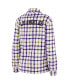Women's Oatmeal, Purple Los Angeles Lakers Plaid Button-Up Shirt Jacket