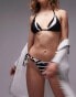 Фото #1 товара Topshop printed bikini bottoms with tie side ring detailing in black and white