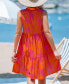 Women's Orange Tropical Collared Sleeveless Mini Beach Dress