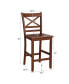 Set of 2 Bar Stools 24'' Counter Height Chairs Walnut