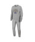 Women's Heather Gray Baltimore Ravens Plus Size Knitted Tri-Blend Long Sleeve T-shirt and Pants Lounge Set