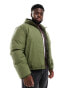 ASOS DESIGN shower resistant rubberized puffer jacket in green