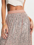 ASOS DESIGN sequin pleated midi skirt in rose gold