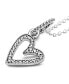 ფოტო #4 პროდუქტის Moments Sterling Silver Sparkling Cubic Zirconia Freehand Heart Pendant Necklace