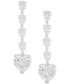 Cubic Zirconia Heart Dangle Drop Earrings in Sterling Silver