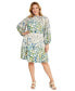 ფოტო #1 პროდუქტის Plus Size Floral-Print Tie-Neck Dress