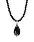 Glass Black Beaded Teardrop Necklace