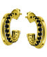 Фото #1 товара Black Cubic Zirconia Double Small Hoop Earrings in 18k Gold-Plated Sterling Silver, 0.625", Created for Macy's