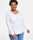 Фото #1 товара Plus Size Button-Front Long-Sleeve Top, Created for Macy's