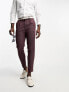 Фото #4 товара ASOS DESIGN tapered turnup smart trousers in burgundy texture