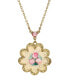 ფოტო #1 პროდუქტის Gold-Tone White Pink Rose Knit Flower Necklace
