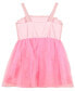 ფოტო #2 პროდუქტის Pink Violet Little Girls Sleeveless Butterfly Crochet Mesh Dress