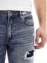 Фото #3 товара ASOS DESIGN classic rigid jeans with rips in mid wash blue