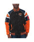 Фото #1 товара Men's Black Denver Broncos Faux Suede Raglan Full-Zip Varsity Jacket