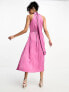 Фото #5 товара Little Mistress high neck midi dress in pink