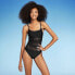 Фото #2 товара Women's Mesh Front One Piece Swimsuit - Shade & Shore Black XL