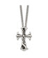 Фото #3 товара Chisel antiqued Polished Scroll Cross Pendant on a Curb Chain Necklace