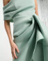 Фото #4 товара ASOS DESIGN Tall fallen shoulder manipulated tuck bodycon midi dress in frosty sage