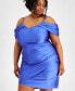 Фото #4 товара Trendy Plus Size Cold-Shoulder Satin Bodycon Dress