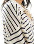 Pretty Lavish striped oversized jumper co-ord in cream and navy