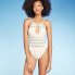 Фото #1 товара Women's High Neck Crochet Extra High Leg One Piece Swimsuit - Shade & Shore
