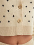 Фото #5 товара ASOS DESIGN jacquard button through cardigan in cream polka dot co ord