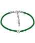 ფოტო #1 პროდუქტის Cubic Zirconia Bezel Cord Ankle Bracelet in Sterling Silver, Created for Macys