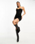 Фото #4 товара Heiress Beverly Hills premium boned corset mesh panel bodycon bandeau mini dress in black