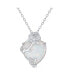 Фото #1 товара Bling Jewelry romantic Opulence Gemstone Heart Shape White Created Opal CZ Rose Flower Accent Pendant Necklace For Women .925 Sterling Silver October Birthstone 16-18 Inch