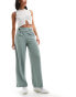 JDY high waisted wide fit tailored trousers in teal Chinagrün, XS L32 - фото #1