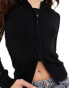 Stradivarius double zip hoodie in black Черный, XS - фото #2