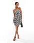 ASOS DESIGN a-line bandeau mini dress in mono floral crochet