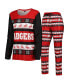 ფოტო #1 პროდუქტის Women's Red Wisconsin Badgers Ugly Long Sleeve T-shirt and Pajama Pants Sleep Set