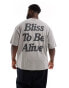 ASOS DESIGN oversized t-shirt in heavyweight 220gsm washed grey with back text print Khakigrau, M - Chest 40 - фото #2