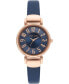 ფოტო #1 პროდუქტის Women's Navy Blue Leather Strap Watch 30mm
