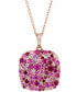 EFFY® Multi-Gemstone (2-3/4 ct. t.w.) & Diamond Accent Cluster 18" Pendant Necklace in Rose Gold-Plated Silver