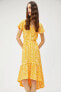 Фото #2 товара Kadın Sarı Desenli Elbise