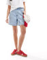 Фото #1 товара Abercrombie & Fitch Curve Love loose fit denim shorts in light blue wash