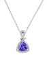 ფოტო #1 პროდუქტის Tanzanite (1-1/10 ct. t.w.) and Diamond (1/4 ct. t.w.) Triangle 18" Pendant Necklace in 14k White Gold