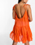 Фото #3 товара Vero Moda shirred strappy beach mini dress in orange