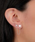 ფოტო #3 პროდუქტის Cubic Zirconia & Heart Double Piercing Chain Earrings in Gold-Plated Sterling Silver, Created for Macy's