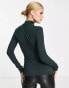 Edited high neck ribbed top in pine green