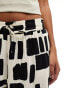 Monki trousers in black and white brushstroke